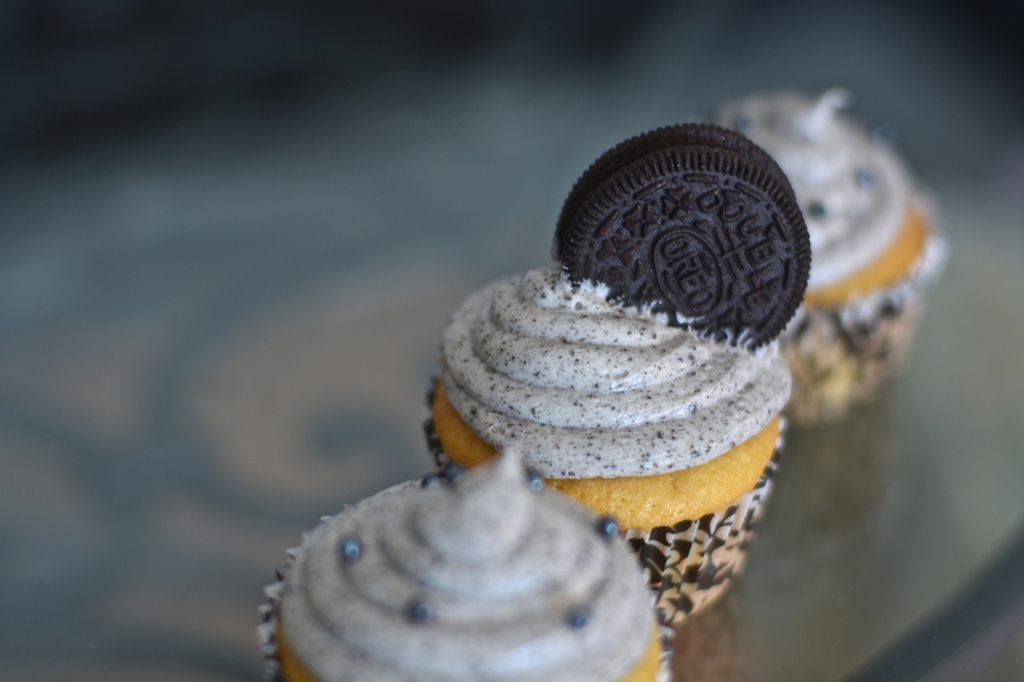 Oreo Truffle Stuffed Cupcakes with Oreo Buttercream