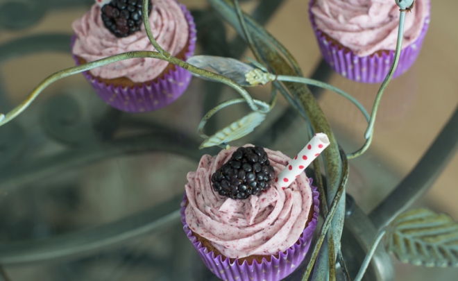 Blackberry Malt Cupcakes