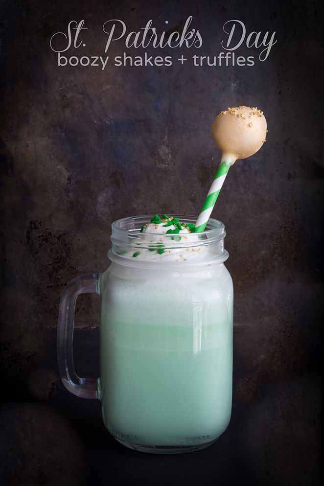 St. Patrick's Day Boozy Shamrock Milkshakes + Pot 'O' Gold Cake Batter Truffles | Kailley's Kitchen
