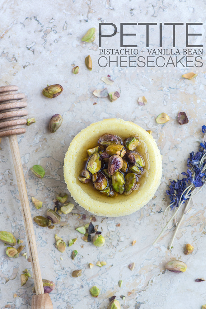 Petite Pistachio and Vanilla Bean Cheesecakes