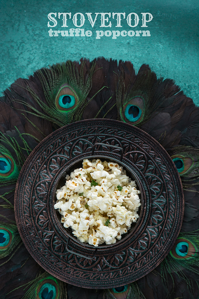 Stovetop Truffle Popcorn with Parmesan and Parsely