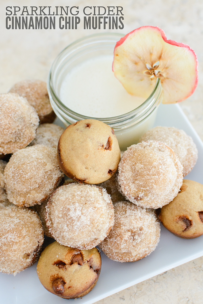 Sparkling Cider Cinnamon Chip Mini Muffins with Sparkling Cider Icing for Dipping | Kailley's Kitchen