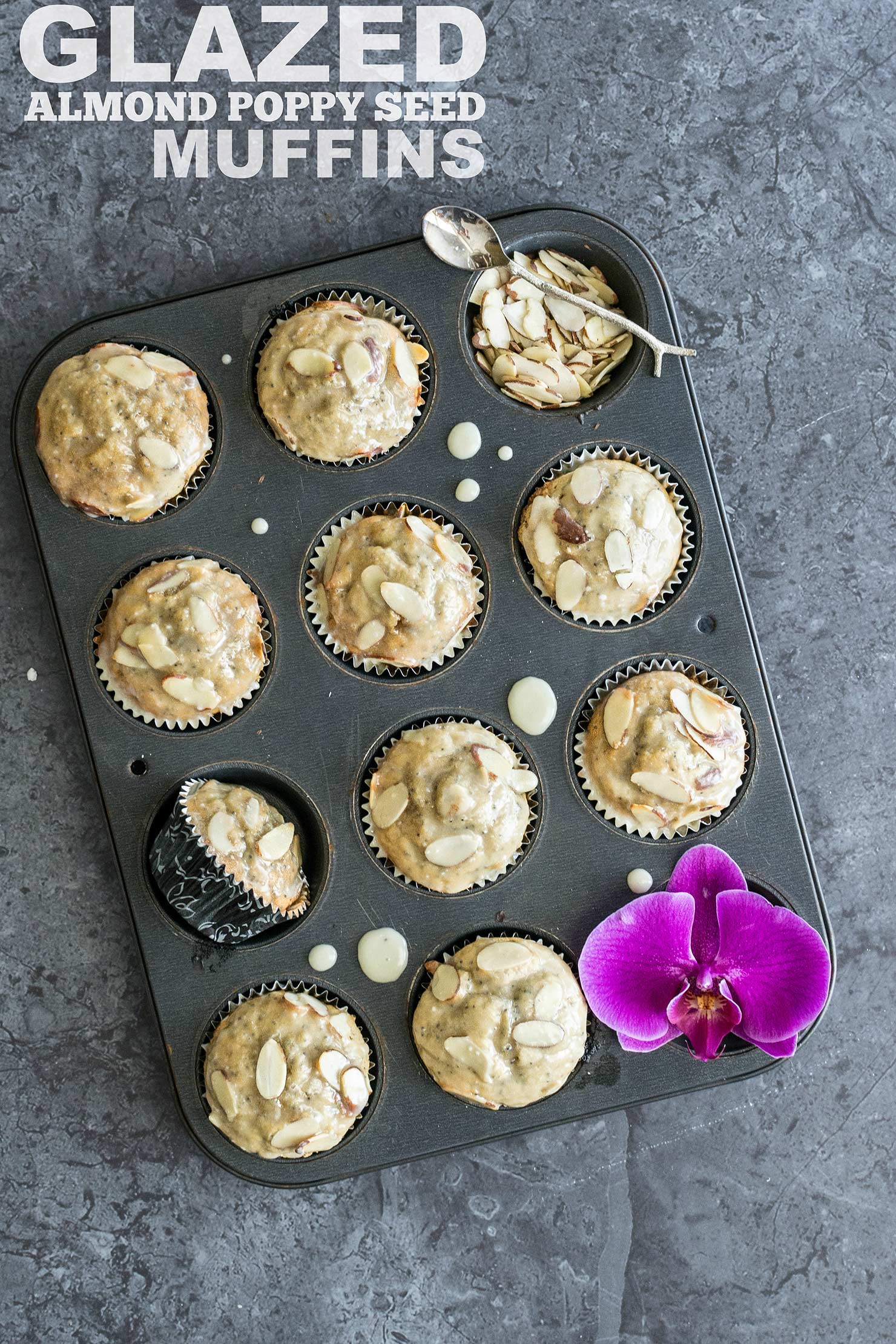 Glazed Almond Poppy Seed Muffins | Kailley's Kitchen